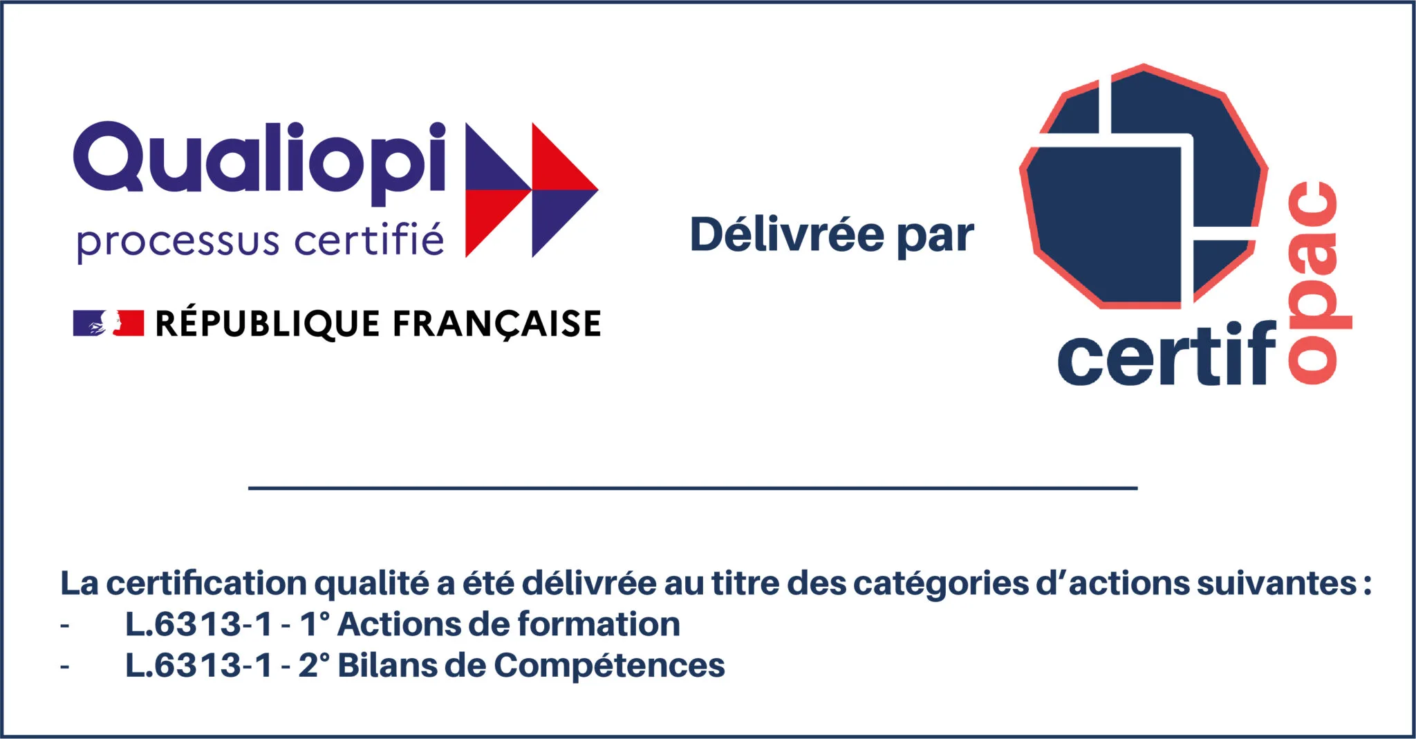 Qualiopi Bilan de compétences et Actions de formation